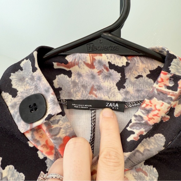 Zara Oriental Dress Mock Neck Asian Print - Picture 5 of 9